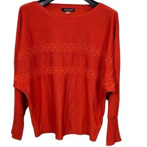 Cable & Gauge Burnt Orange Textured Knit Dolman Sleeve Sweater‎ Size L